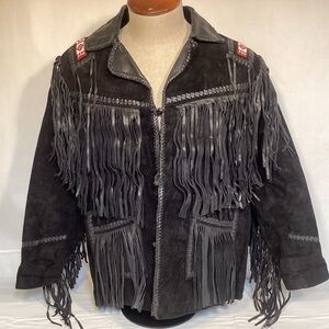 Protech Leather Suede Leather Fringed beaded Western Jacket Men’s size medium